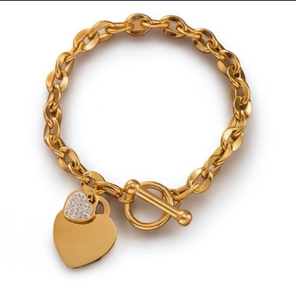 Love Heart Clasp ,Chic Titanium Bracelet